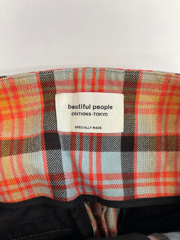 ビューティフルピープル beautiful people チェック柄パンツ オレンジ 水色 リボン 11825105005 ボトムスその他 オレンジ サイズ34 101LB-24