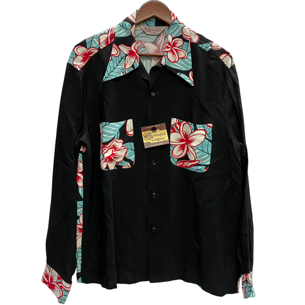 【曜日割引対象外】 サンサーフ SUN SURF SPECIAL EDITION L/S RAYON HAWAIIAN SHIRT SS28422 長袖シャツ ブラック Lサイズ 201MT-4290 VB