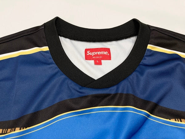 シュプリーム SUPREME Premier Soccer Jersey 22SS サッカー ジャージ 青 ネイビー 半袖  Tシャツ ロゴ ブルー Lサイズ 101MT-2250