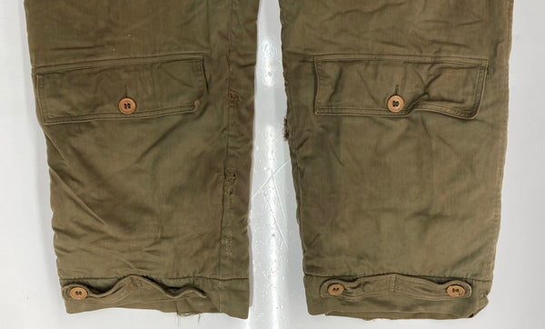 ミリタリー Military 40s 40年代 USAF アメリカ軍 TYPE A-9 フライトパンツ アルパカライナー 黒タグ  ワンポイント カーゴパンツ カーキ サイズ40 104MB-365
