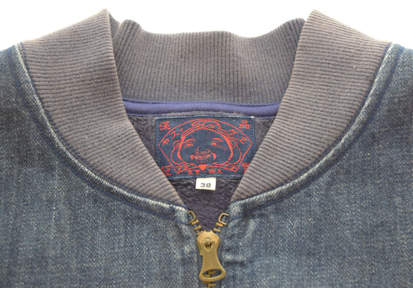 エヴィス EVISU ペイント スウェット デニム ジップアップ トレーナー茄子紺 38 ジャケット ブルー 103MT-2456