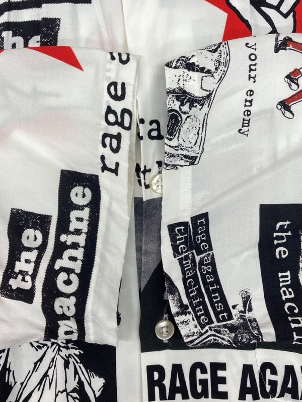ワコマリア WACKO MARIA OPENCOLOR SHIRT オープンカラー シャツ RAGE AGAINST THE MACHINE ハワイアン アロハ 開襟 半袖 白 ホワイト 半袖シャツ 総柄 マルチカラー Mサイズ 104MT-2329