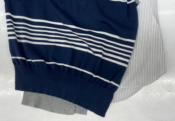 カラー kolor 20SS ASYMMETRY KNIT DOCKING L/S SHIRT アシンメトリー ニット ドッキング 長袖 シャツ 白 灰 紺 20SCL-N01304 サイズ 2 セーター 総柄 マルチカラー 104MT-1576