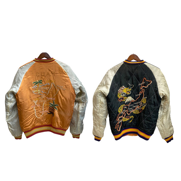 【曜日割引対象外】 シルバーストーン Silver Stone 90's スーベニアジャケット グアム 日本地図 龍 ジャケット オレンジ 38サイズ 201MT-4791 VB