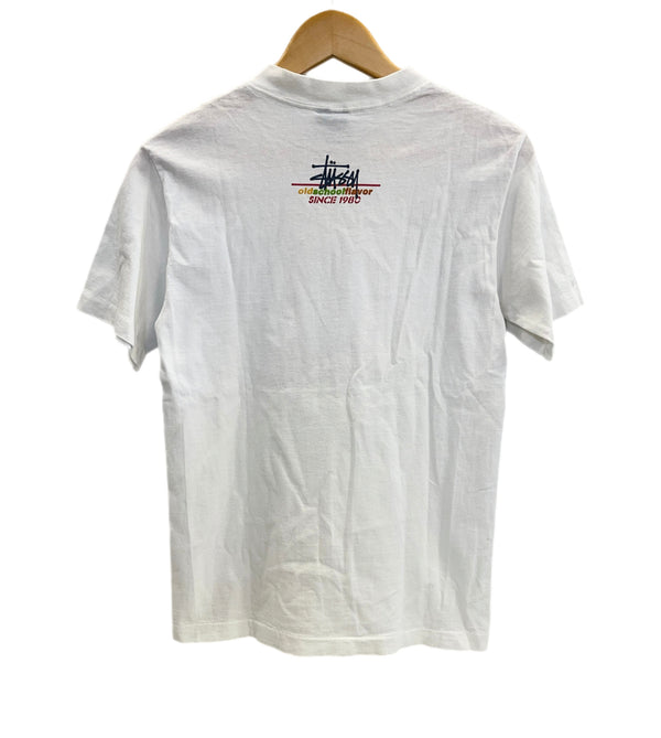 ステューシー STUSSY 90's 90年代 紺タグ OLD STUSSY old school flavor スキーヤー プリント MADE IN USA アメリカ製 VINTAGE ヴィンテージ シングルステッチ Tシャツ ホワイト Sサイズ 101MT-4563