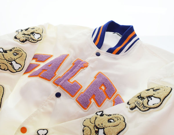 ガルフィー GALFY ナイロン スタジャン チーム ジャケット ワッペン わんわん大学 NYLON STUDIUM JAKCET VERCITY JACKET TEAM JACKET 121002 L ジャケット ホワイト 103MT-2845