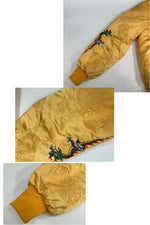 ヴィンテージ vintage 70's~ 70年代～ KOREA スカジャン スーベニアジャケット コリアンジャンパー 中綿入り KKK ZIPPER 龍 ドラゴン 刺繍 サテン ジャケット イエロー 101MT-4800
