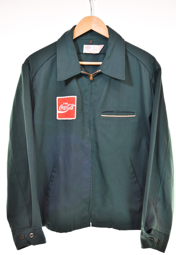 ヴィンテージ Vintage 70s USA製 ワッペン ジップアップCoca-Cola Coke コカコーラ ワークジャケット 42 ジャケット グリーン 103MT-3329