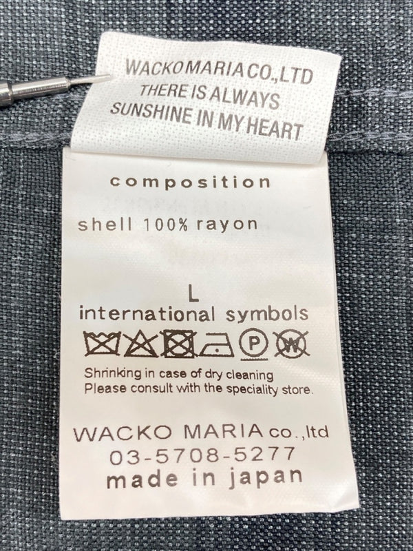 ワコマリア WACKO MARIA OMBRE CHECK OPEN COLLAR SHIRT オンブレ チェック オープンカラー 長袖 シャツ 黒 長袖シャツ チェック ブラック Lサイズ 104MT-1744