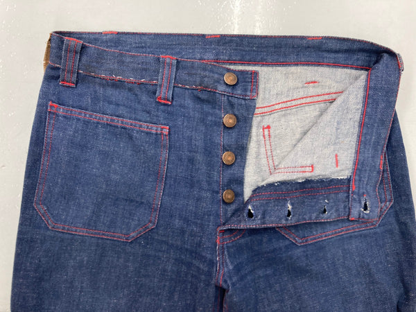 リーバイス Levi's 610 78 BIG E 70s 70年代 フレアパンツ ベルボトム ブーツカット セーラーパンツ マリン 白タブ ボタン裏375 紺 デニム ネイビー W33 L32 104MB-265