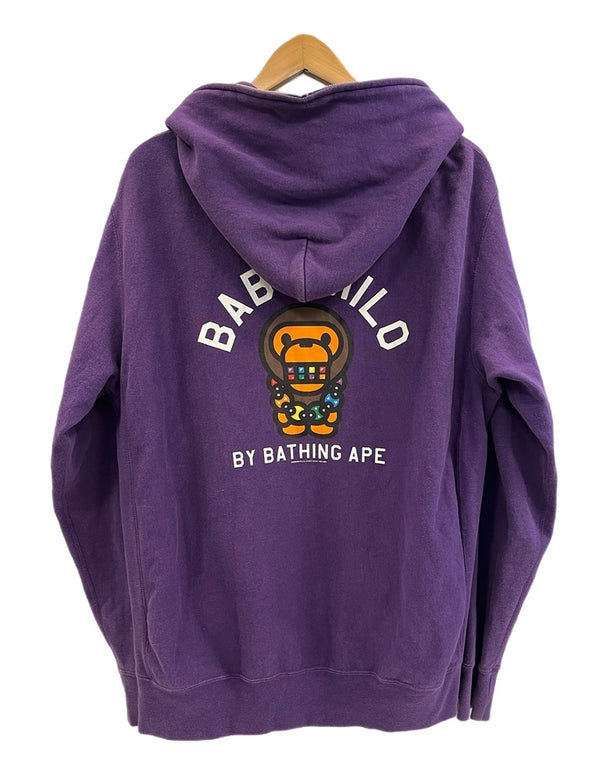 ア ベイシング エイプ A BATHING APE BABY MILO ベイビーマイロ フルジップパーカー フーディ 紫  XL パーカ パープル LLサイズ 101MT-5074