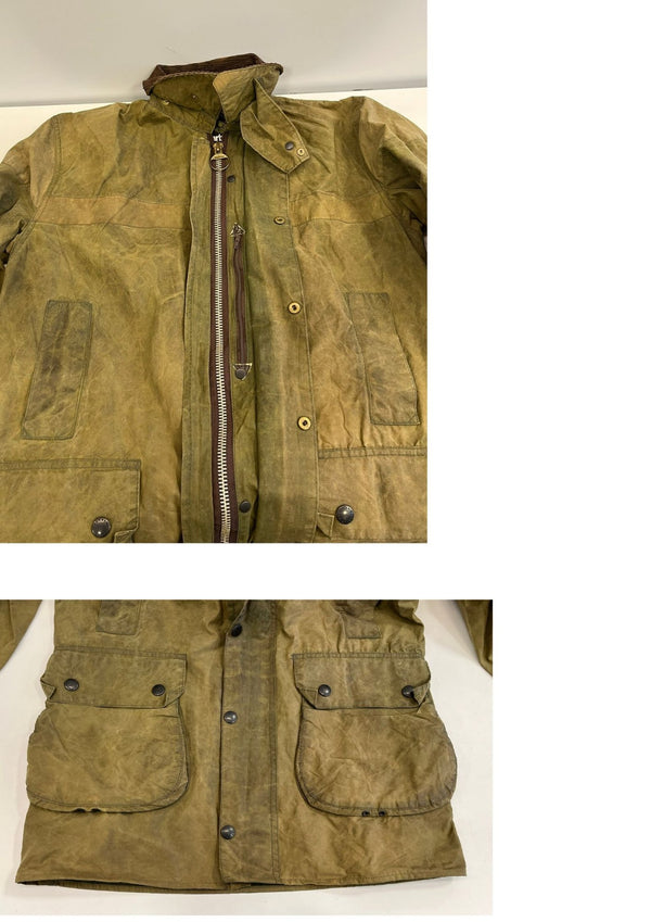 バブアー BARBOUR 90's 90年代 3ワラント BORDER ボーダー ワックス コットン オイルドジャケット コート VINTAGE ヴィンテージ A200 C36 ジャケット カーキ 101MT-5337
