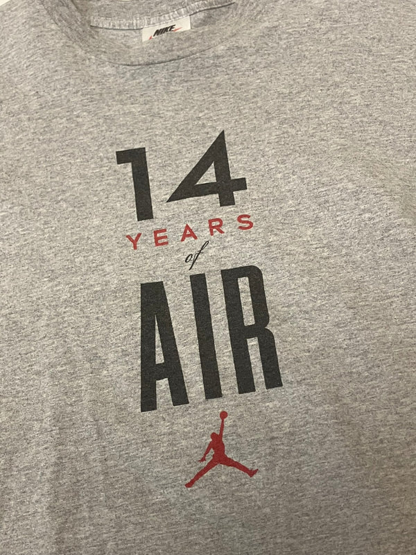 ナイキ NIKE 90's 90年代 銀タグ 14 YEARS OF AIR Michael Jordan マイケル・ジョーダン 引退記念 エアジョーダン VINTAGE ヴィンテージ Tシャツ グレー Lサイズ 101MT-4942