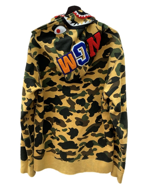 アベイシングエイプ A BATHING APE 1st Camo Shark Full Zip Hoodie シャーク フルジップ フーディー 緑 001ZPJ801009M パーカ カモフラージュ・迷彩 グリーン XLサイズ 104MT-2150