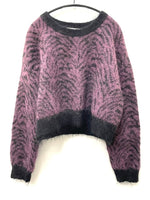 サヤカディヴィス SAYAKADAVIS Tiger pattern short knit セーター パープル 601LT-20