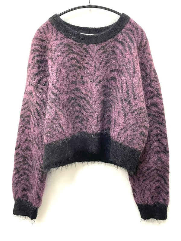 サヤカディヴィス SAYAKADAVIS Tiger pattern short knit セーター パープル 601LT-20