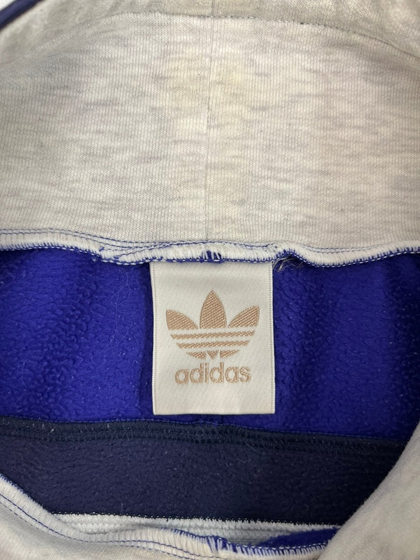 アディダス adidas 90s 90年代 デサント製 トレフォイルビッグロゴ ヴィンテージ vintage プルオーバー モックネック スウェット ブルー Lサイズ 101MT-4518