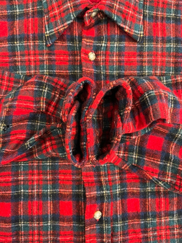 ペンドルトン PENDLETON 70s 70年代 ウール シャツ タータンチェック USA製 アメリカ製 Vintage 赤 長袖シャツ レッド Lサイズ 101MT-5196