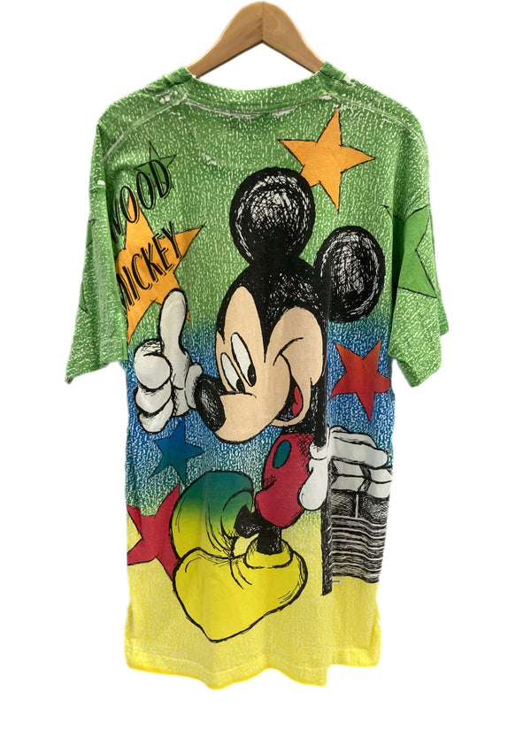 US US古着 90's 90s GEMS HOLLYWOOD MICKEY © Walt Disney Company Mickey ディズニー ミッキー 全面プリント オールオーバー 両面 - Tシャツ マルチカラー フリーサイズ 101MT-3344