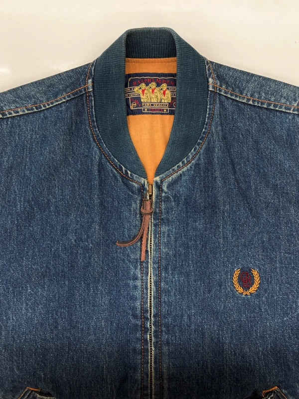 チャップス CHAPS 80s DENIM JACKET デニム ジャケット MA-1 ジップアップ 水兵 兵隊タグ アウター Ralph Lauren インディゴ 青 ジャケット ロゴ ブルー Mサイズ 104MT-2273