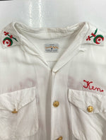 ヴィンテージ vintage 60s Service Bowling Shirt サービス ボーリング シャツ 開襟 刺繍 チェーン UNION MADE 半袖 白 サイズ 14-14 1/2 半袖シャツ ロゴ ホワイト 104MT-1220