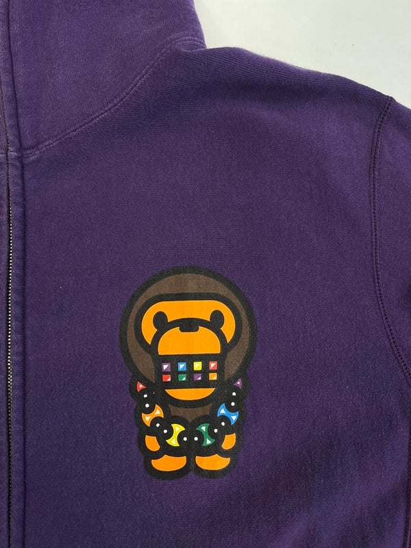 ア ベイシング エイプ A BATHING APE BABY MILO ベイビーマイロ フルジップパーカー フーディ 紫  XL パーカ パープル LLサイズ 101MT-5074