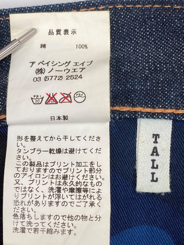 アベイシングエイプ A BATHING APE Milo Face Denim Pants マイロ フェイス デニム パンツ ジーンズ 紺 プリント デニム ネイビー TALL 104MB-369