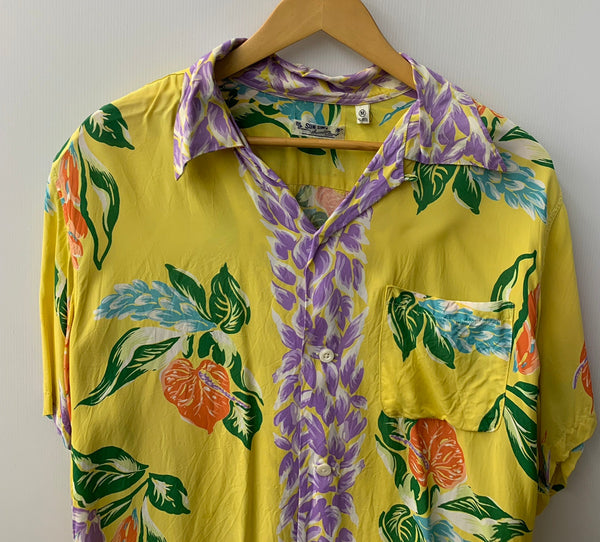 【曜日割引対象外】 サンサーフ SUN SURF  ALOHA LEI TROPICAL FLOWERS  アロハシャツ SS33312 半袖シャツ 総柄 イエロー 201MT-2192