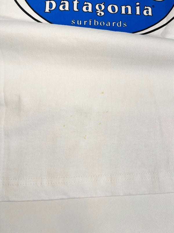 パタゴニア PATAGONIA 90s Vintage ヴィンテージ  USA製 DEADSTOCK デッドストック surfboards サーフボード プリントTシャツ ロゴ  XL Tシャツ ホワイト LLサイズ 101MT-4705