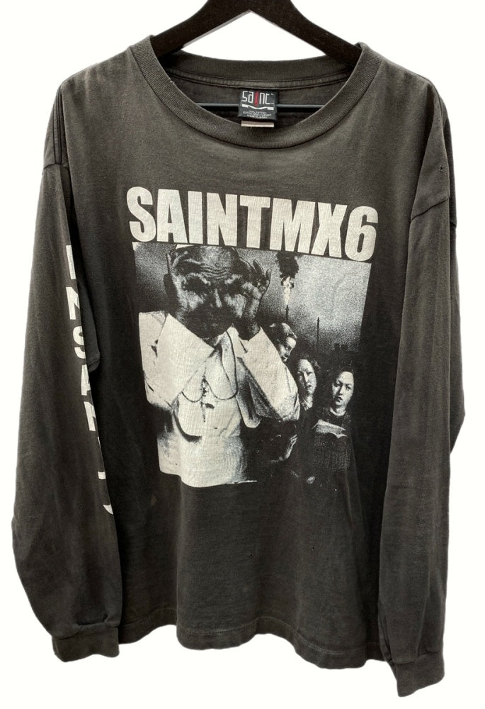 セントマイケル SAINT MICHAEL 23SS SAINT MX6 L/S TEE ロングスリーブ Tシャツ 長袖 カットソー クルーネック  ロゴ ヴィンテージ加工 BLACK 黒 チャコール系 SM-S23-0000-025 ロンT プリント グレー Lサイズ 104MT-521 |  古着通販のドンドンサガール