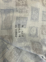 ヴィンテージ vintage 60's 60年代 GOLDEN BRENT ブレント 総柄 切手柄 stamp pattern 長袖シャツ ブルー Mサイズ 101MT-3943