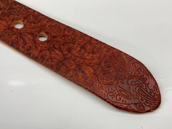 ダブルアールエル RRL LEATHER BELT レザー ベルト ウエスタン バックル Ralph Lauren ラルフローレン 茶 ベルト 総柄 ブラウン Mサイズ 104Z-3