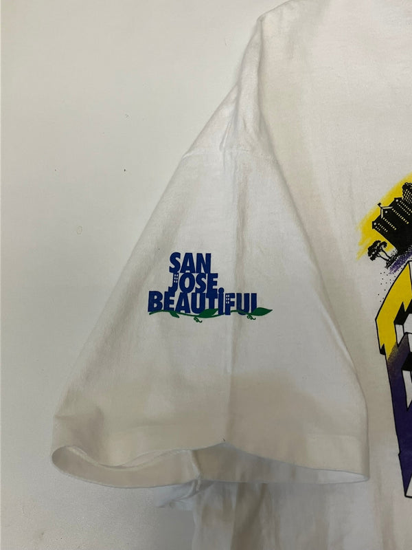 US US古着 90's 90年代 Hanes Intel インテル EARTH DAY アースデイ 企業モノ プロモーション アドバタイジング  MADE IN USA アメリカ製 VINTAGE ヴィンテージ XL Tシャツ ホワイト LLサイズ 101MT-4940