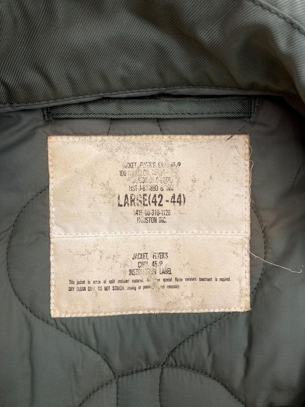 ヒューストン HOUSTON FLIGHT JACKET フライト ジャケット ミリタリー ワッペン ジップアップ アウター ブルゾン 緑 5CW45P ジャケット 総柄 カーキ Lサイズ 104MT-1444