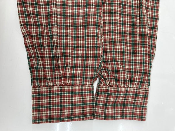ダブルアールエル RRL 90s 三ツ星タグ SHIRT ステンカラー 猫目ボタン ヴィンテージ VINTAGE ラルフローレン RALPH LAUREN コットン モーリシャス製 RED 赤 長袖シャツ チェック レッド Sサイズ 104MT-1976