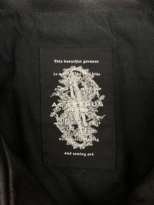 アカンサス ACANTHUS LEATHER JACKET レザー ジャケット シングル ライダース バイカー レーサー アウトドア アウター 黒 ジャケット 無地 ブラック Mサイズ 104MT-1698