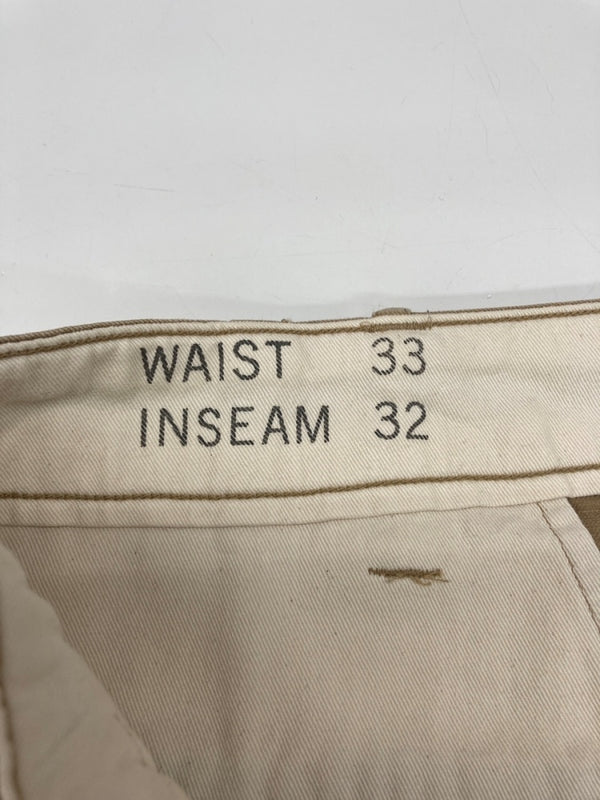ダブルアールエル RRL OFFICER CHINO オフィサーズ チノ ボタンフライ フィールドチノ Ralph Lauren 薄茶 無地 チノパン ベージュ サイズ 33/32 104MB-381