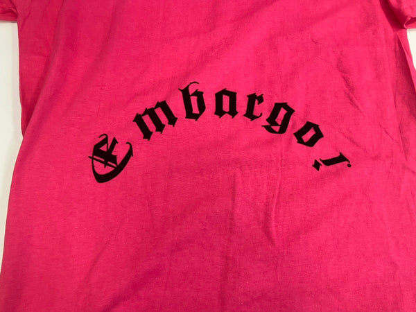 US US古着 90’s 90年代 ONEITA オールドイングリッシュ フロッキープリント MADE IN USA アメリカ製 VINTAGE ヴィンテージ シングルステッチ Tシャツ ピンク Lサイズ 101MT-4573