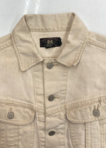 ダブルアールエル RRL 90s TRUCKER WORK JACKET トラッカー ワーク ジャケット 三ツ星タグ USA製 Ralph Lauren 薄茶 ジャケット 無地 ベージュ Sサイズ 104MT-1349