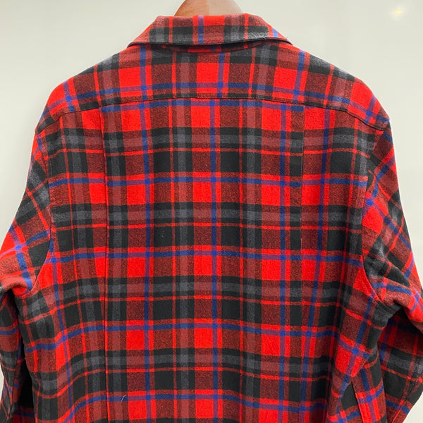 【曜日割引対象外】 ペンドルトン PENDLETON 70's ウール チェックシャツ ボードシャツ ネルシャツ オープンカラー USA製 長袖シャツ レッド XLサイズ 201MT-4773 VB