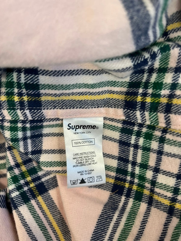 シュプリーム SUPREME tartan flannel shirt タータン フランネルシャツ ネルシャツ ペールピンク チェックシャツ 長袖シャツ ピンク Lサイズ 101MT-5214
