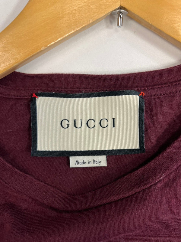 グッチ GUCCI トーナルロゴ ロゴプリント クルーネック 半袖カットソー ボルドーカラー 441685 Tシャツ ワインレッド Mサイズ 101MT-4839