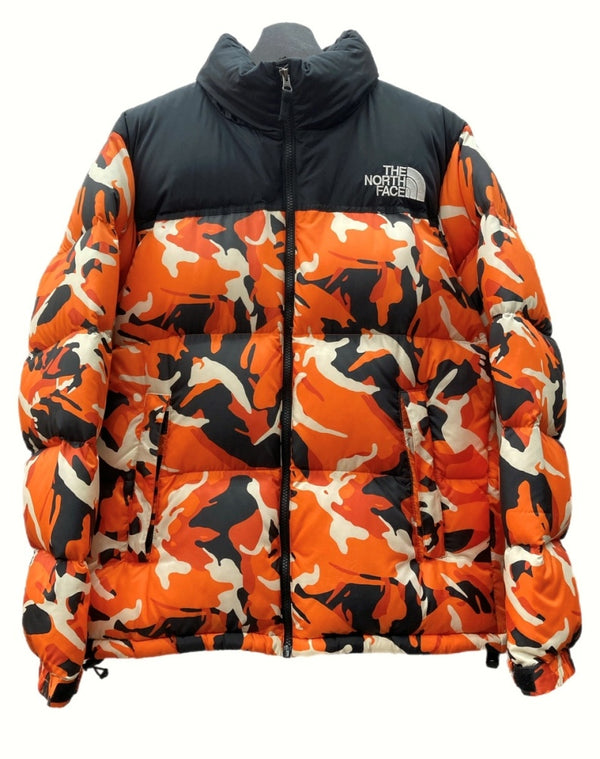 ザノースフェイス THE NORTH FACE NUPTSE JACKET ヌプシ ジャケット ダウン アウター アウトドア 刺繍ロゴ ND91842 ジャケット ロゴ オレンジ Lサイズ 104MT-798