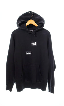 シュプリーム SUPREME COMME des GARCONS SHIRT 18AW Split Box Logo Hooded Sweatshirt ボックスロゴ パーカー 黒 パーカ ロゴ ブラック Mサイズ 103MT-526