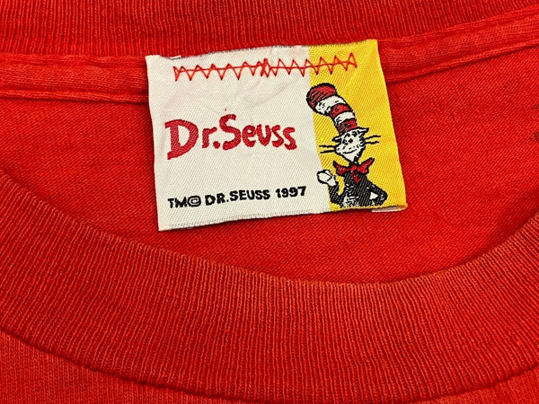 ヴィンテージ vintage 90s 90's Dr.Seuss Cat In The Hat ©1997ドクタースース シングルステッチ - Tシャツ レッド フリーサイズ 101MT-3538