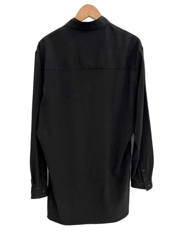 ヨウジ ヤマモト YOHJIYAMAMOTO POUR HOMME プールオム TUXEDO STAND COLLAR BLOUSE 黒 ブラウス 無地 HD-B10-500 サイズ2 長袖シャツ ブラック 101MT-4292