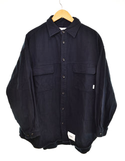 ダブルタップス WTAPS 22SS WCPO COTTON.FLANNEL ダブルシーピーオー ロングスリーブ コットン フランネル シャツ  221WVDT-SHM0 3 ジャケット ネイビー Lサイズ 103MT-2846