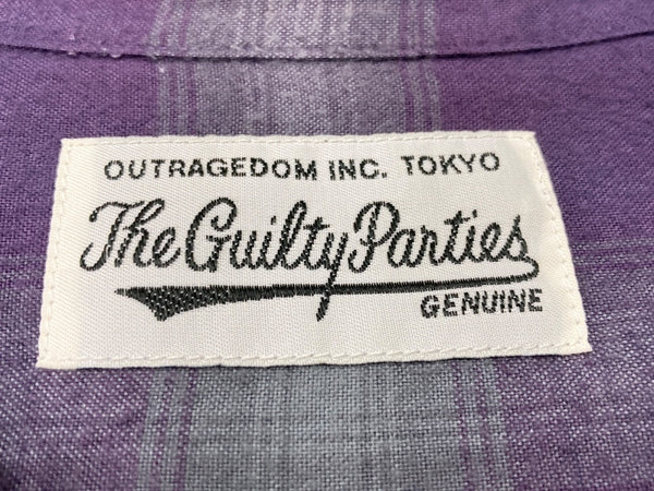 ワコマリア WACKO MARIA OMBRE CHECK OPEN COLLAR SHIRT オンブレ チェック オープンカラー 半袖 シャツ 紫 半袖シャツ チェック パープル Lサイズ 104MT-1743