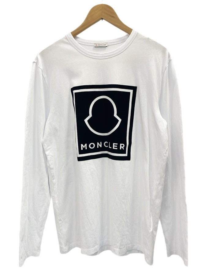 モンクレール MONCLER 21AW MAGLIA T-SHIRT Tシャツ 長袖 丸首 フロッキープリント ロゴ コットン ロングスリーブ  G20918D00002 ロンT ホワイト Lサイズ 101MT-2785 | 古着通販のドンドンサガール