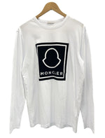 モンクレール MONCLER 21AW MAGLIA T-SHIRT Tシャツ 長袖 丸首 フロッキープリント ロゴ コットン ロングスリーブ G20918D00002 ロンT ホワイト Lサイズ 101MT-2785